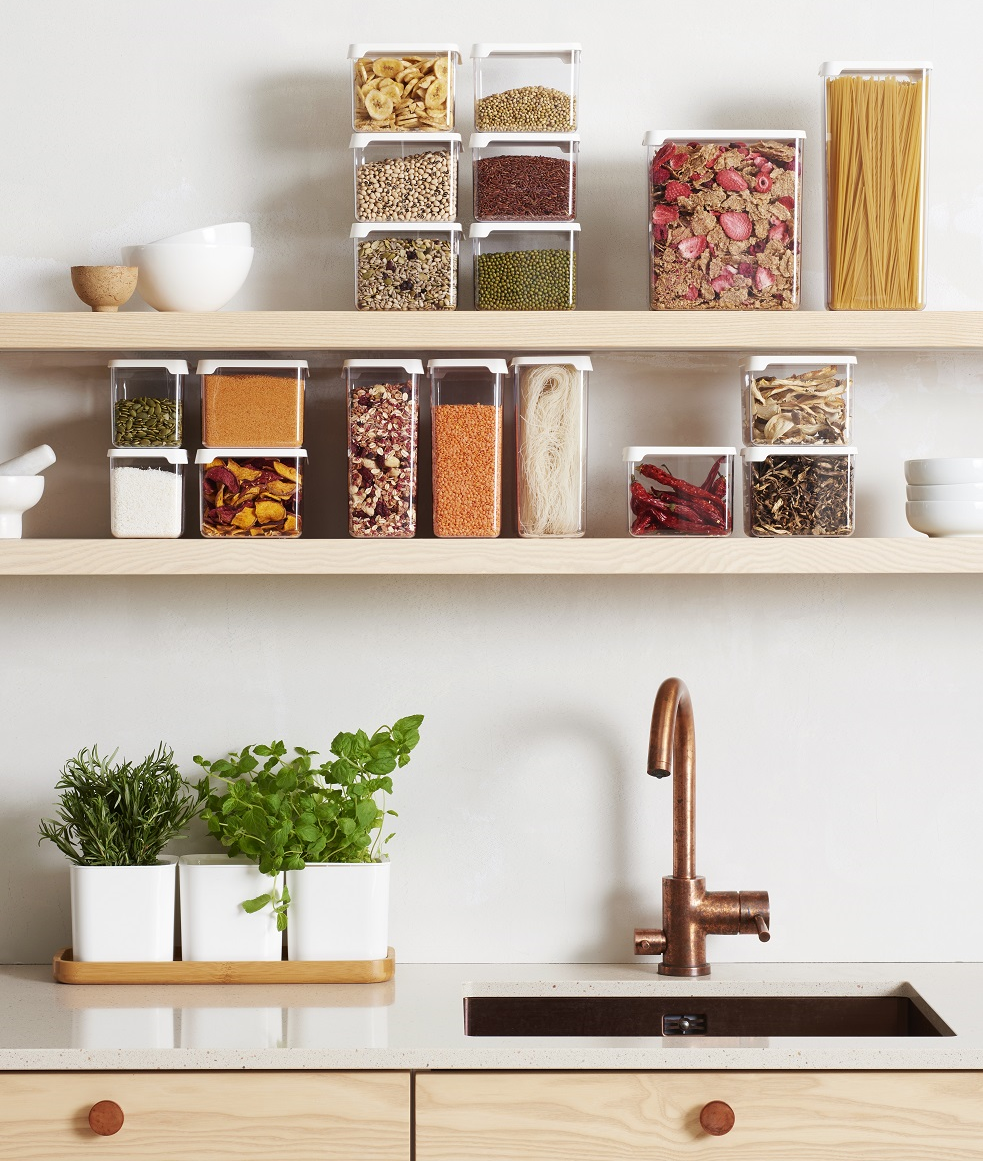 Distributeur à Céréales En Bois Avec Couvercle Coulissant - Rangement Cuisine Pour Riz, Pâtes, Haricots - Organisation élégante Et Durable