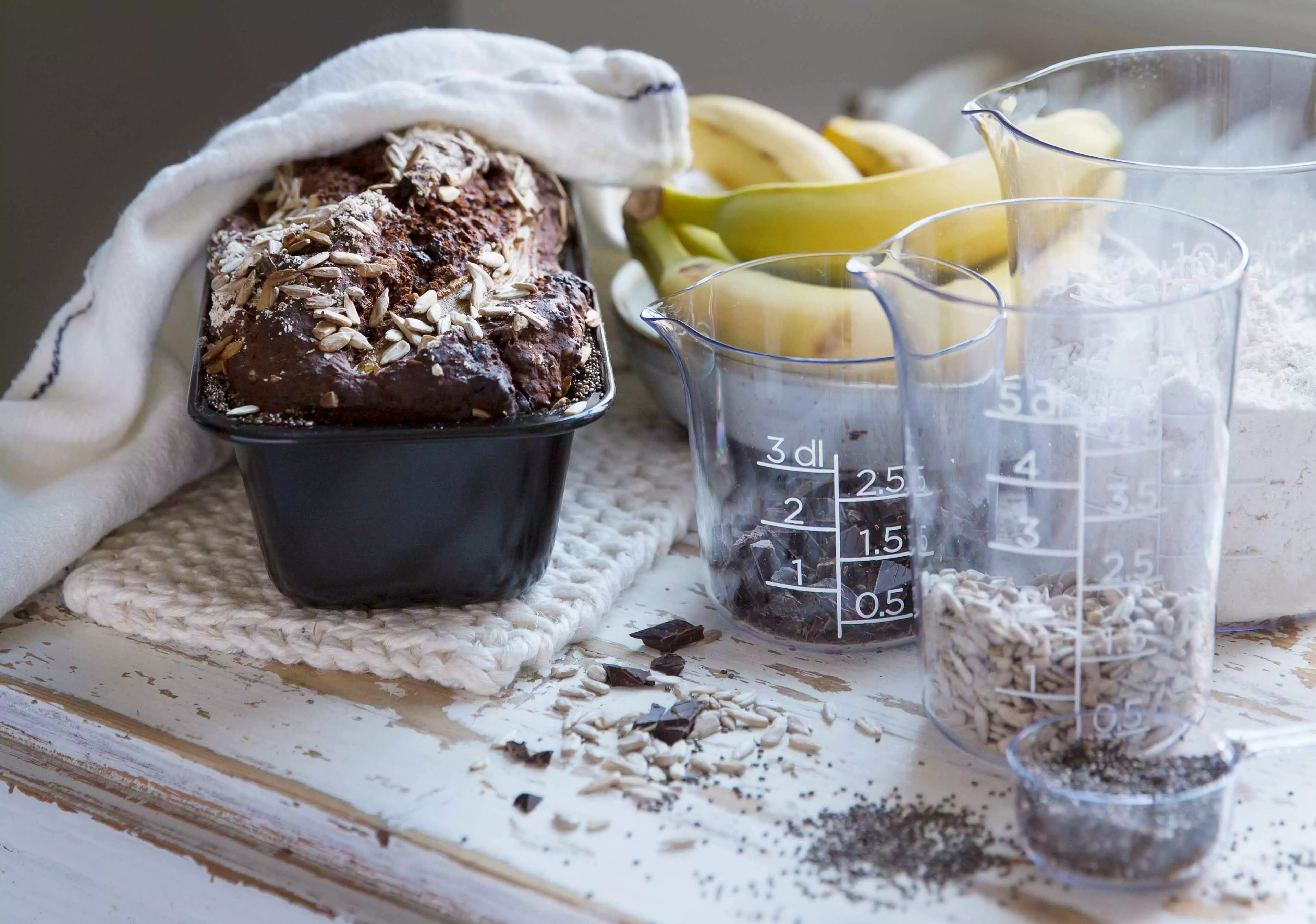 Chocolate banana bread with chia